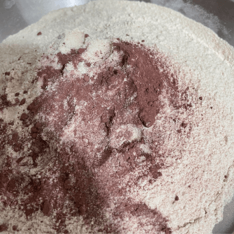 Beetroot powder mixed with batter