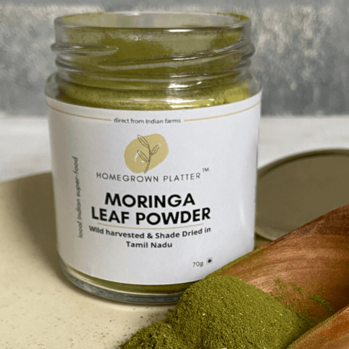 A jar of moringa powder