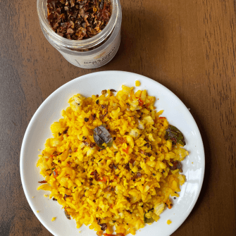 Naga chilli flakes for poha, breakfast